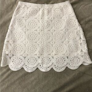 Abercrombie & Fitch White Crochet A-Line Skirt